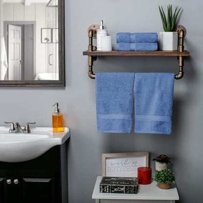 SUPERIOR Egyptian Cotton Plush & Absorbent, Hand Towel Set of 4, Denim Blue