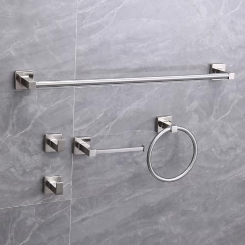 5 Piece Bathroom Hardware Accessories Set Brushed Nickel,24 Inch Towel Bar Set,Towel Rack Set,Bathroom Towel Holder Set