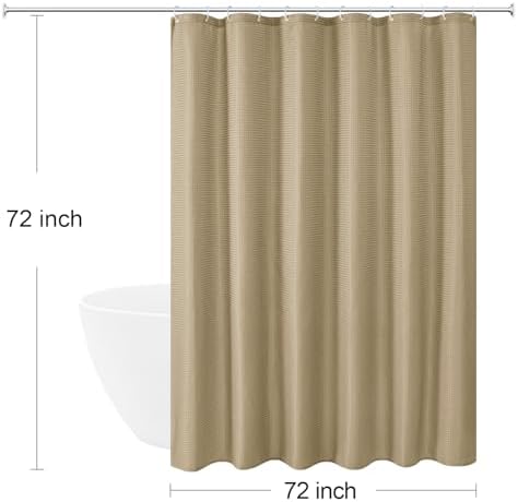 Gibelle 230GSM Heavy Duty Fabric Beige Shower Curtain, 72 X 72