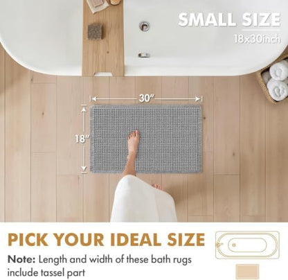 MIULEE Set of 2 Waffle Bathroom Rugs Boho Bath Mat Light Grey 18x30 Inch
