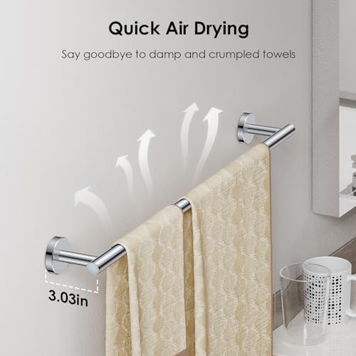FORIOUS Bathroom Accessories, 4-Piece Bathroom Hardware Set - 24" Towel Bar