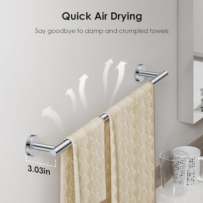 FORIOUS Bathroom Accessories, 4-Piece Bathroom Hardware Set - 24" Towel Bar