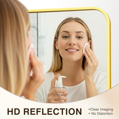 FICTOR Bathroom Mirror for Over Sink, 24"x36" Vanity Mirror for Wall, Gold