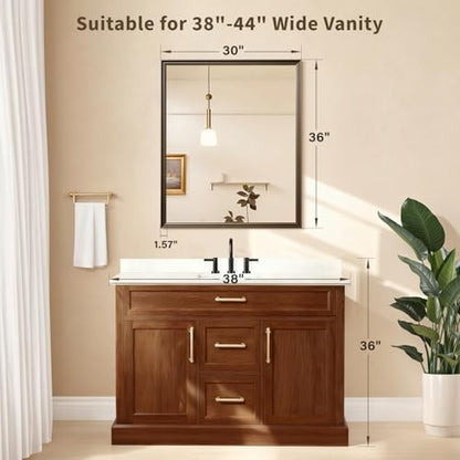 Retro Copper Effect Framed Wall Mirror, 30x36 Rectangle Mirror