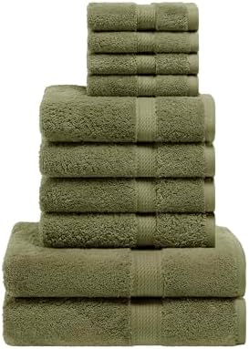 Superior Egyptian Cotton Plush Absorbent, 10 Piece Set, Forest Green