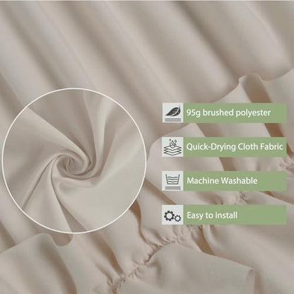 Farmhouse Ruffle Shower Curtain, Camel, 72 x 72 in