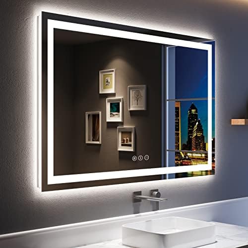 55x36 LED Bathroom Mirror with Lights, Lighted Vanity Mirror