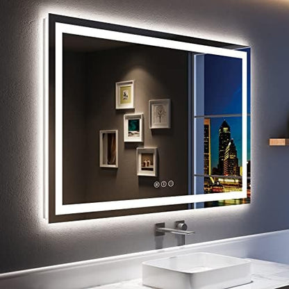 55x36 LED Bathroom Mirror with Lights, Lighted Vanity Mirror