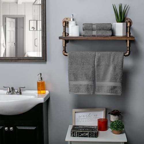 SUPERIOR Egyptian Cotton Plush & Absorbent, Hand Towel Set of 4, Charcoal