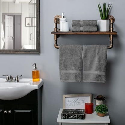 SUPERIOR Egyptian Cotton Plush & Absorbent, Hand Towel Set of 4, Charcoal
