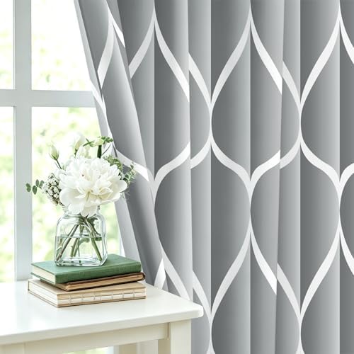 Gelbchu Geometric Shower Curtain for Bathroom, Light Gray, 72x72 Inch