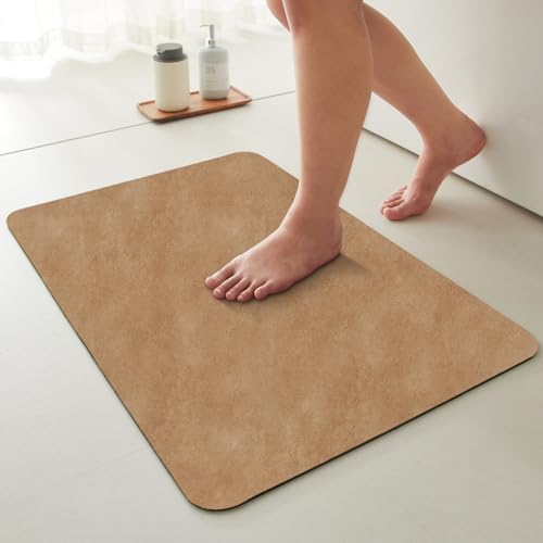 TYUU Thin Bath Mat, Bathroom Rugs Non Slip Washable, 20x48 Camel