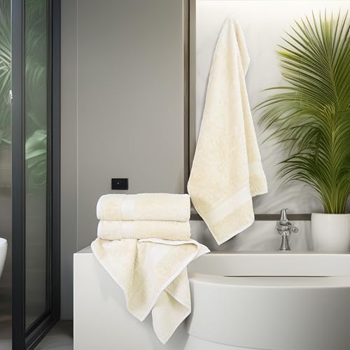 Commercial Bulk Pack of 12 Large Bath Towels – 100% Cotton Terry 24" x 50" – Ideal for Hotels, Salons, Gyms, Spas & Institutional Use – Ivory