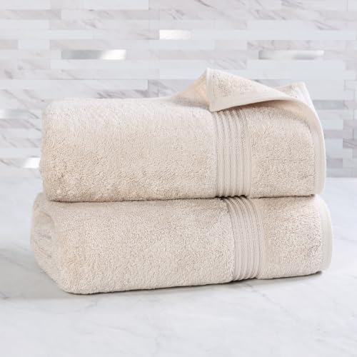 SUPERIOR Egyptian Cotton Bath Sheet Set, Oversized Towels for Home Bathroom, Master, Guest Bath, Decor Essentials, Quick Dry, Absorbent, Large Body Towel, Spa, Hotel, Resort, Set of 2, Stone