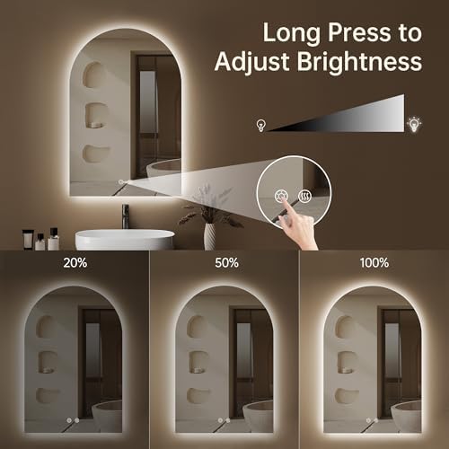 20"x30" Arched LED Lighted Bathroom Mirror with Lights