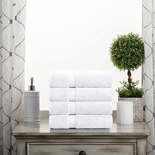SUPERIOR Egyptian Cotton Plush & Absorbent, Hand Towel Set of 4, White