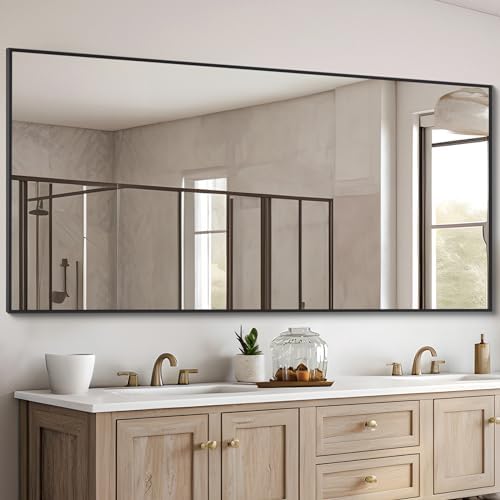 DESBING Black Bathroom Mirror for Wall, 30x60 Inch Rectangle Mirrors with Metal Frame, Modern Vanity Wall Mirror Decor for Entryway Hangs, Bathroom Living Room Horizontal or Vertical