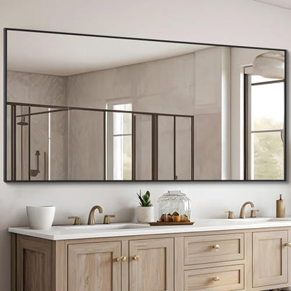 DESBING Black Bathroom Mirror for Wall, 30x60 Inch Rectangle Mirrors with Metal Frame, Modern Vanity Wall Mirror Decor for Entryway Hangs, Bathroom Living Room Horizontal or Vertical