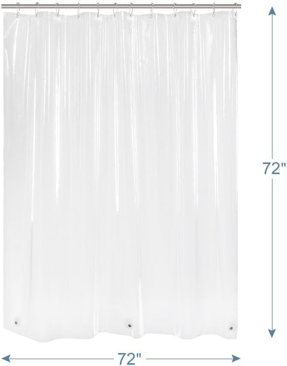 Amazer Plastic Shower Curtain Liner with Magnets, 72x72 Clear Shower Liner Medium Weight Waterproof Inside Shower Curtains Liner for Bathroom with Rustproof Grommet