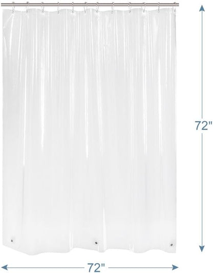 Amazer Plastic Shower Curtain Liner with Magnets, 72x72 Clear Shower Liner Medium Weight Waterproof Inside Shower Curtains Liner for Bathroom with Rustproof Grommet