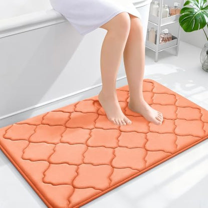 OLANLY Memory Foam Bath Mat Rug 36x24, Ultra Soft Bathroom Rugs, Peach