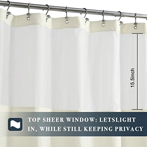 N&Y HOME Extra Long Waffle Shower Curtain with Snap-in Liner Cream, 71x84