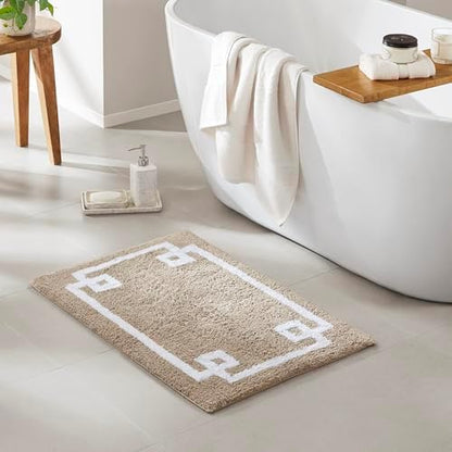 Madison Park Evan 100% Cotton Bath Rug Plush Absorbent, 20" x 30", Taupe
