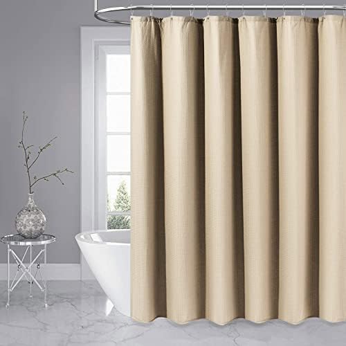 Dynamene Long Waffle Shower Curtain 256 GSM Heavy Fabric 72x78 Beige/Khaki