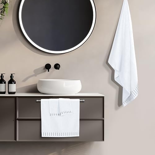 BELIZZI HOME Ultra Soft 3 Pack Cotton Towel Set, Contains a Bath Towels 28x55 inch, a Hand Towels 16x24 inch & a Wash Cloths 12x12 inch, Ideal Everyday use, Compact & Lightweight - White