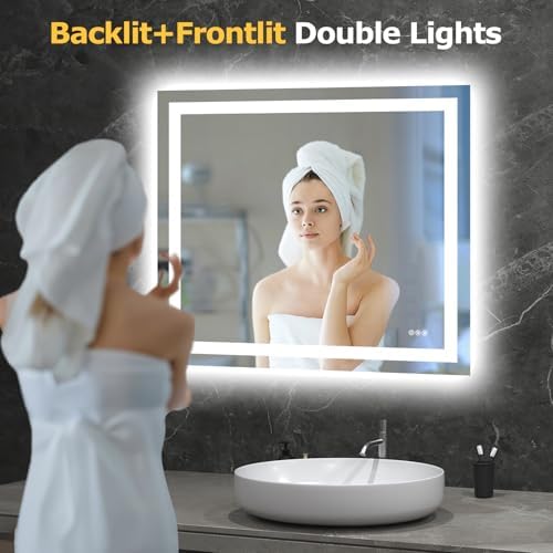 Hivone 40"X36" LED Bathroom Mirror with Lights, UL Listed