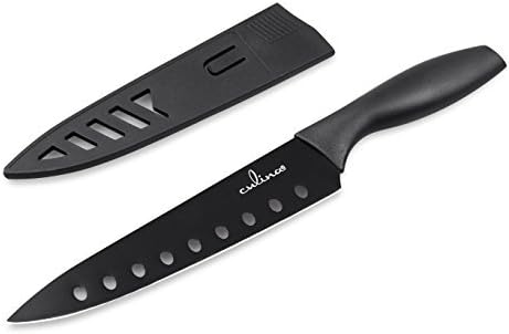 Culina® 8-Inch Nonstick Carbon Steel Sushi Knife with Sheath, Black