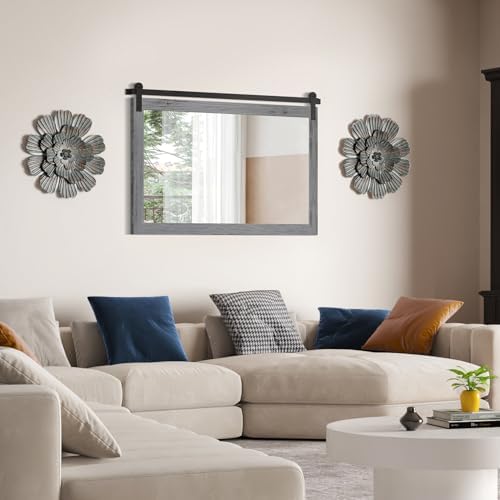 COGOOD Farmhouse Bathroom Mirrors for Over Sink - 30 x 49 Grey