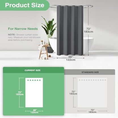 Dynamene Stall Waffle Shower Curtain 256 GSM Heavy 48"x72" Charcoal Grey