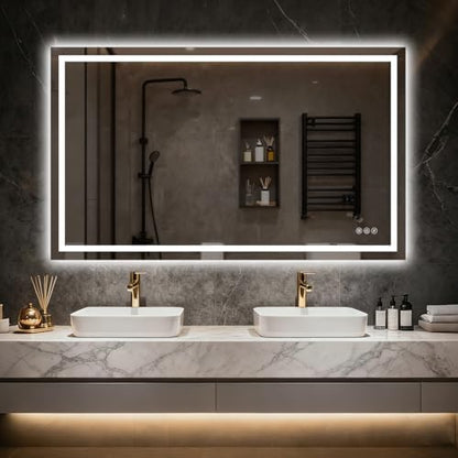 60"x 36" LED Bathroom Mirror with Lights, Backlit + Front Lit Vanity Mirror