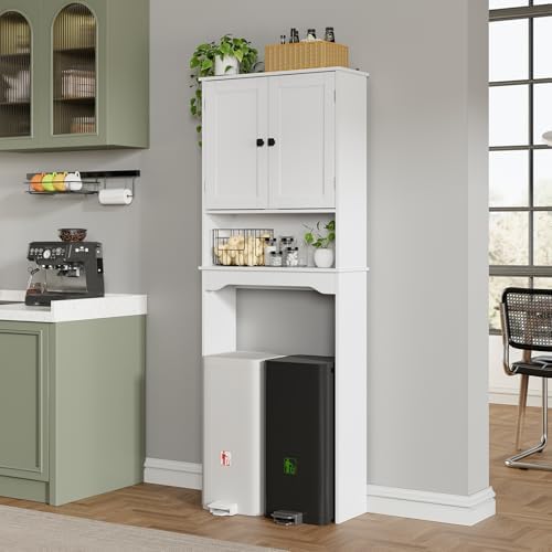 RRX Over The Toilet Storage Cabinet, Bathroom Above Organizer (Pure White)