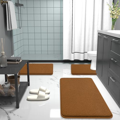 OLANLY Memory Foam Bathroom Runner Rugs 59x20, Absorbent Long Mat, Ochre