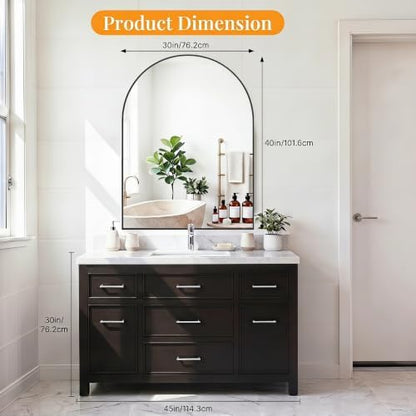 Sweetcrispy 30"x40" Arched Bathroom Mirror, Bathroom Mirrors for Over Sink