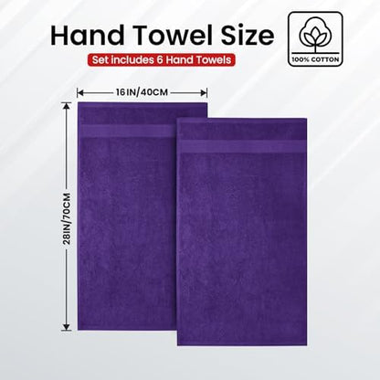 Infinitee Xclusives 100% Cotton Hand Towels for Bathroom - Set of 6