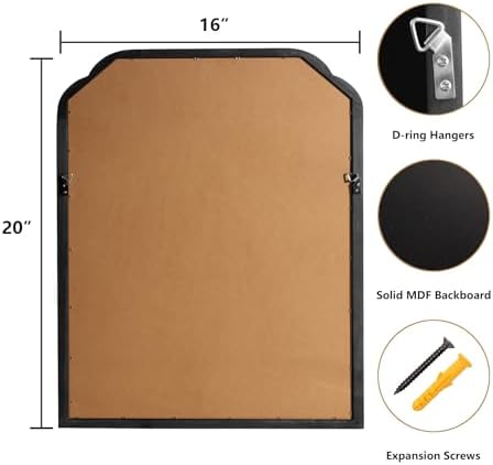 WallBeyond Wood Bathroom Mirrors for Wall Mounted, 16" x 20" Rustic Wood Frame Wall Mirrors Decorative for Living Room or Bedroom Vanity Mirror (Black)