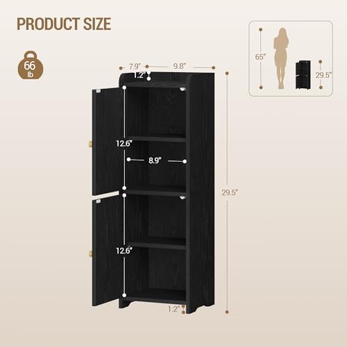 Hzuaneri Bathroom Storage Cabinet, Small Corner Floor Cabinet with 2 Doors