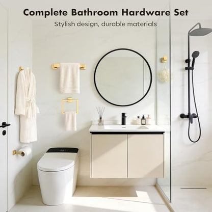 5-Pieces Gold Bathroom Accessories Set, 16 Inch Towel Bar Set