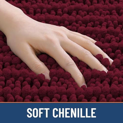 Smiry Bathroom Rugs 47X17, Extra Soft Rubber Backing Chenille Bath Mats