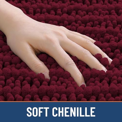 Smiry Bathroom Rugs 30X20, Extra Soft Rubber Backing Chenille Bath Mats
