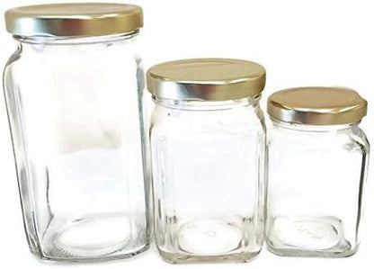 Nakpunar 12 pcs 10 oz Victorian Square Glass Jars with White Plastisol Lined Lids (10 fl oz, White)