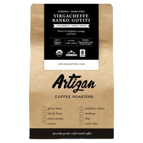 Artizan Coffee USDA Organic Ground Coffee | Ethiopian Yirgacheffe Single Origin | Dark Roast | Medium Grind for Drip | 10 oz | Roasted in South Florida