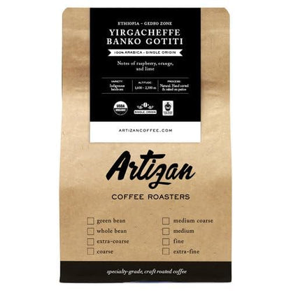 Artizan Coffee USDA Organic Whole Bean Coffee | Ethiopian Yirgacheffe Single Origin | Dark Roast | 5 lbs | Roasted in South Florida