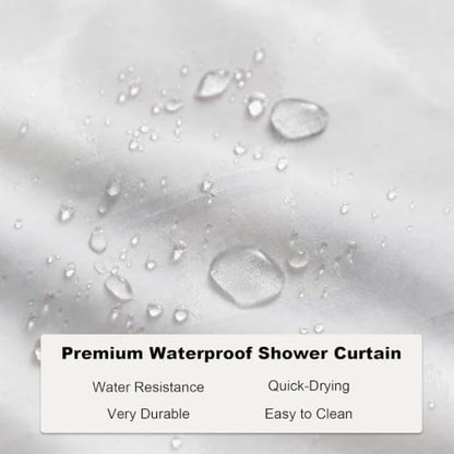 Neutral Minimalist Striped Shower Curtain, Ocean Modern Aesthetic Abstract Rustic Shower Curtains for Bathroom, Waterproof Bath Curtain with Hooks Machine Washable Bathtub Curtains 72x72 Inch Blue