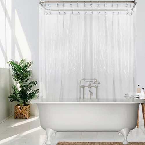 Mrs Awesome Clawfoot Tub Shower Curtain Liner with 12 Magnets 180x70, Clear