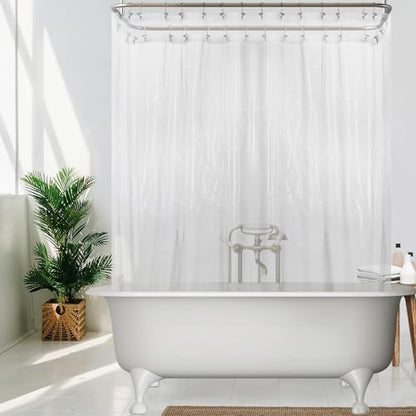 Mrs Awesome Clawfoot Tub Shower Curtain Liner with 12 Magnets 180x70, Clear