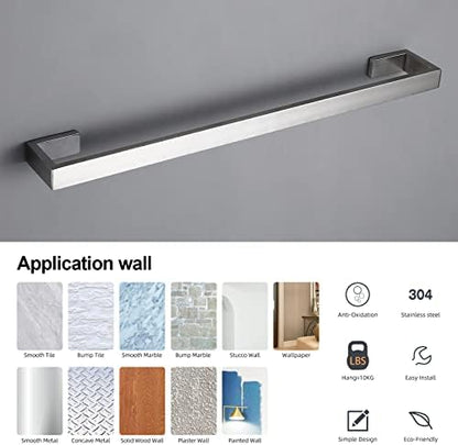 BAGNOLUX Brushed Nickel Bathroom Hardware Set 4 Pieces, Bath Towel Holder Set SUS304 Stainless Steel, Towel Racks Set for Wall Mount, Square Bathroom Accessories Set Towel Bar Heavy Duty